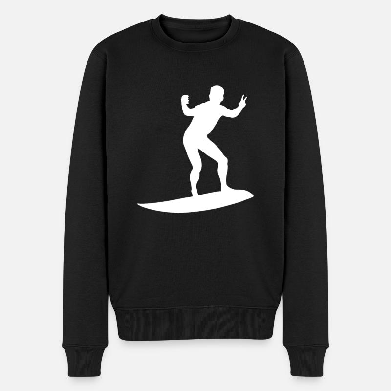 Silhouette de surfeur - Pull Premium bio Homme - noir
