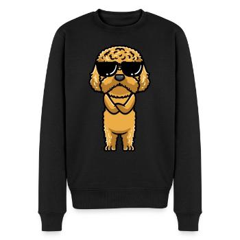 Kawaii Cockapoo Dog avec émoticône lunettes de soleil - Pull Premium bio Homme - noir - Devant - Nico (187cm)