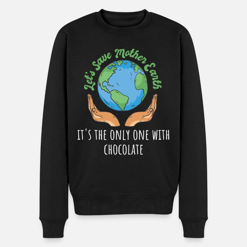 Save the plant - It's the only one with chocolate - Männer Premium Bio Pullover - Schwarz