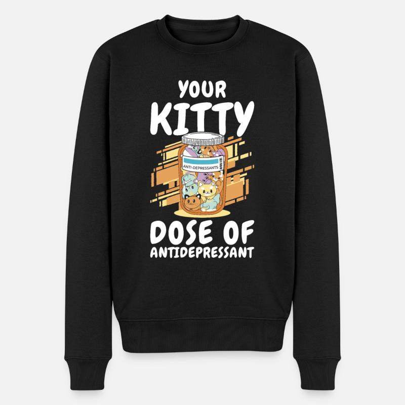 Antidepressivum Kätzchen Medizin Katzenbesitzer - Männer Premium Bio Pullover - Schwarz