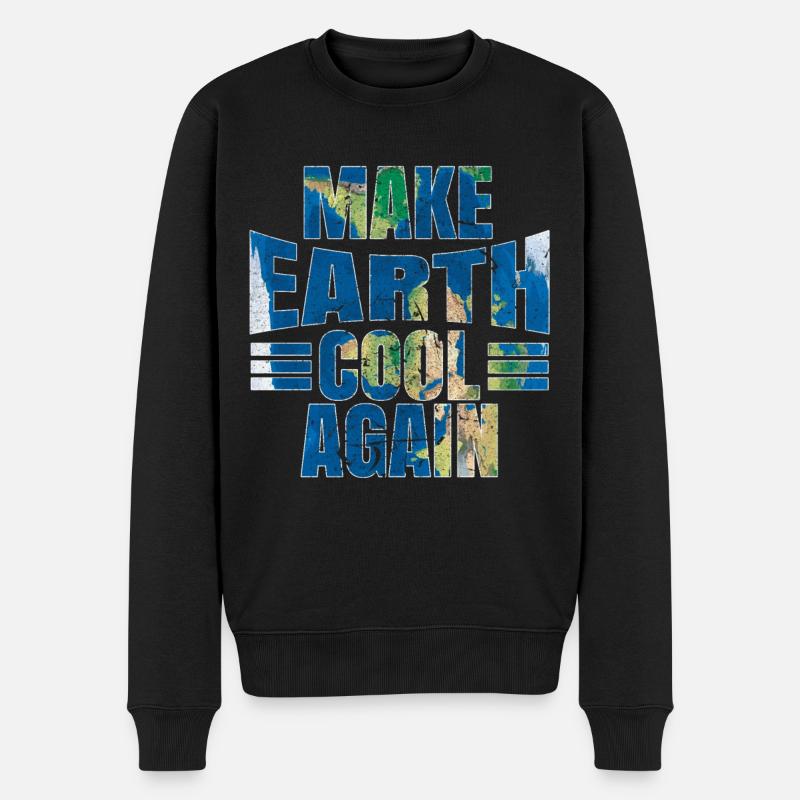 Make Earth Cool Save Nature Oceans Day Earth Day - Männer Premium Bio Pullover - Schwarz
