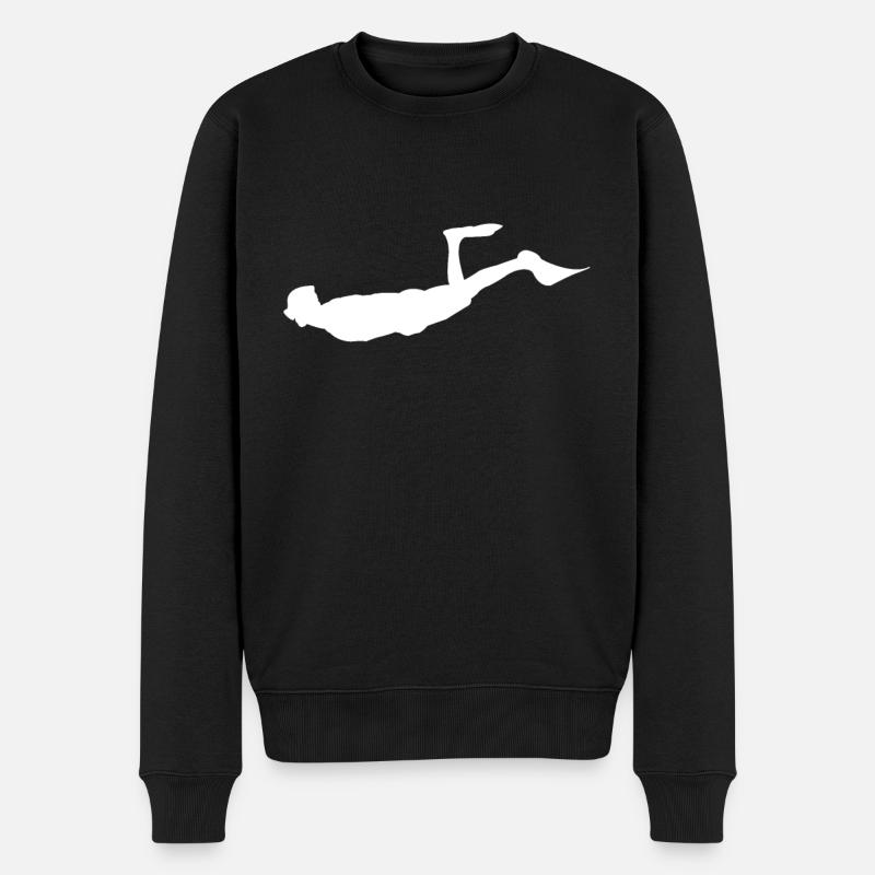 Taucher Tauchen Silhouette - Männer Premium Bio Pullover - Schwarz