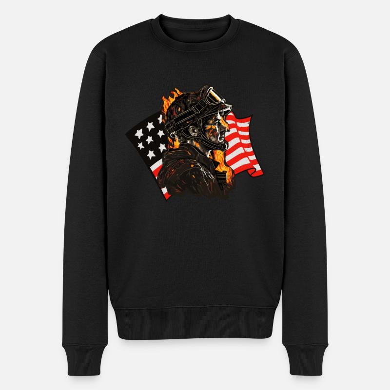 Amerikanischer Feuerwehrmann USA Feuerwehr - Männer Premium Bio Pullover - Schwarz