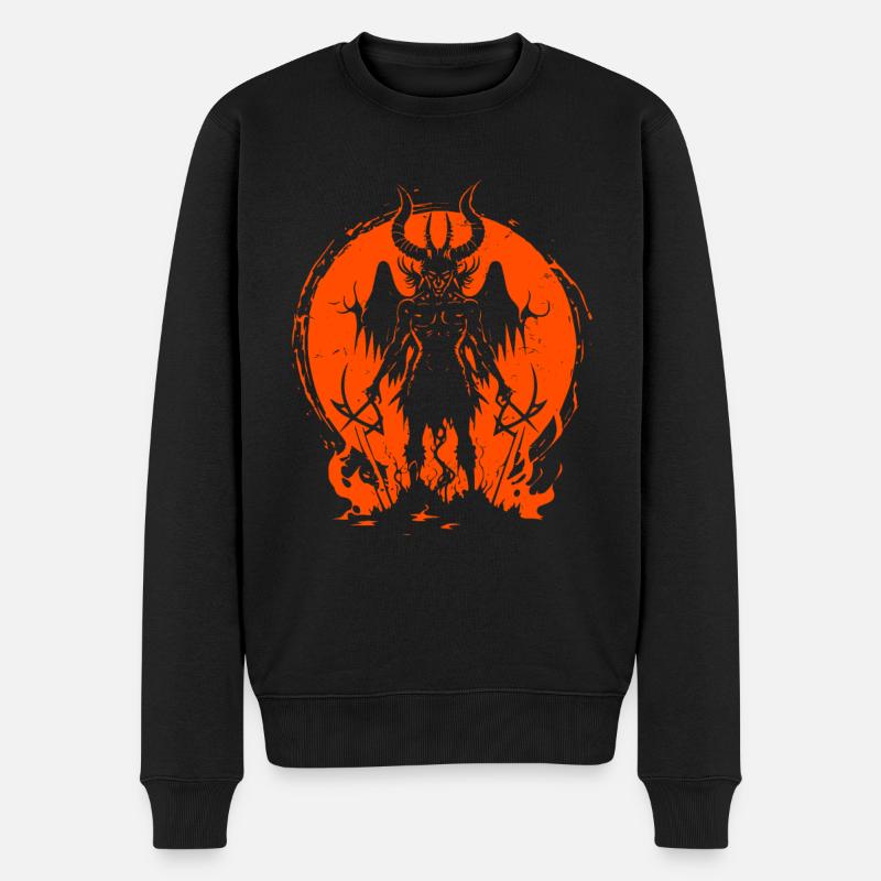 Baphomet Dämon Satanische Illustration Satanist - Männer Premium Bio Pullover - Schwarz