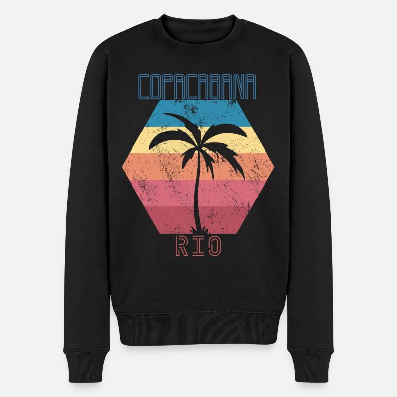 Copacabana Palme Rio de Janeiro Urlaub Meer Strand - Männer Premium Bio Pullover - Schwarz
