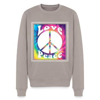 T-shirt hippie Mouvement pour la paix Woodstock Boho Groove - Pull Premium bio Homme - taupe - Devant - Nico (187cm)