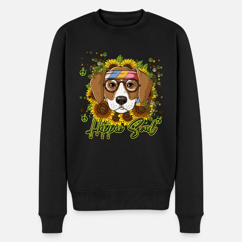 60er 70er Jahre Kostüm Hippie Soul - Männer Premium Bio Pullover - Schwarz