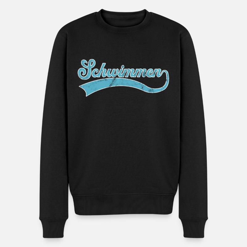 Schwimmen Schriftzug - Männer Premium Bio Pullover - Schwarz