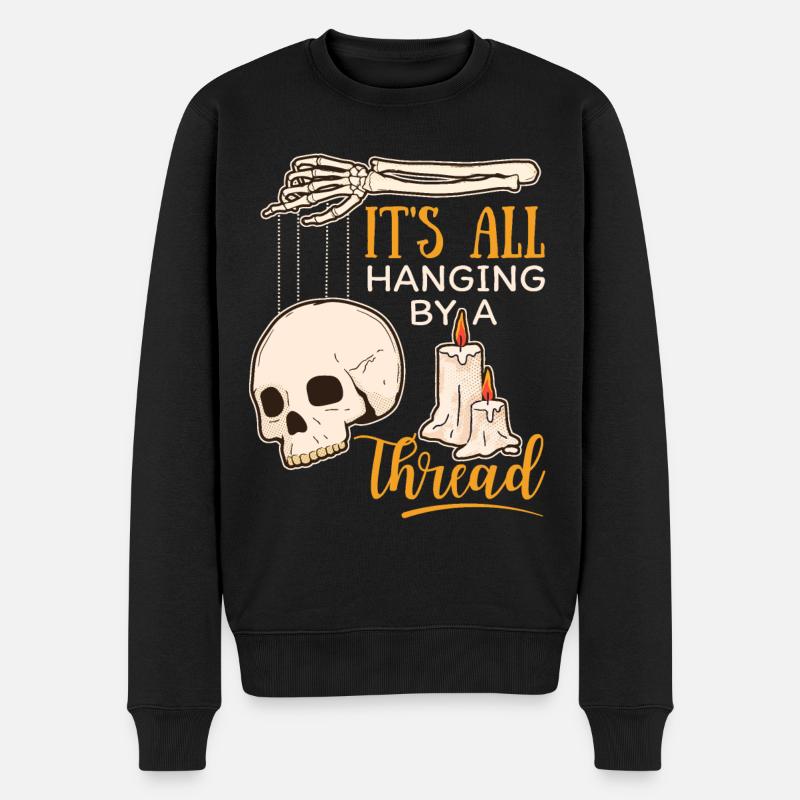 Skull Totenkopf, Marionette, Skelett Hand, Spruch - Männer Premium Bio Pullover - Schwarz