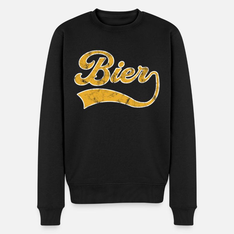 Bier Schriftzug - Männer Premium Bio Pullover - Schwarz