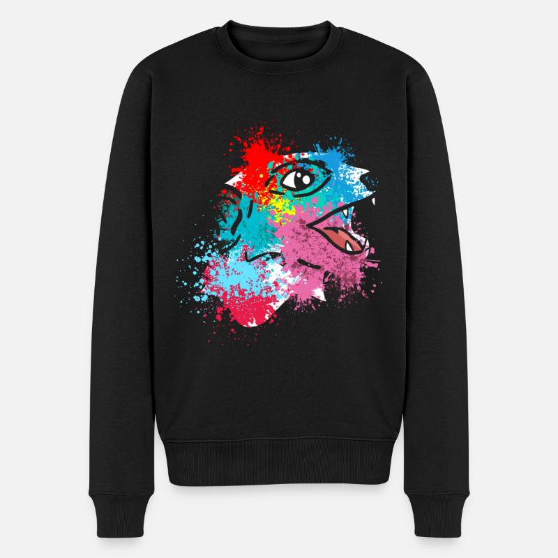 Splash Art Surikate Erdmännchen - Männer Premium Bio Pullover - Schwarz