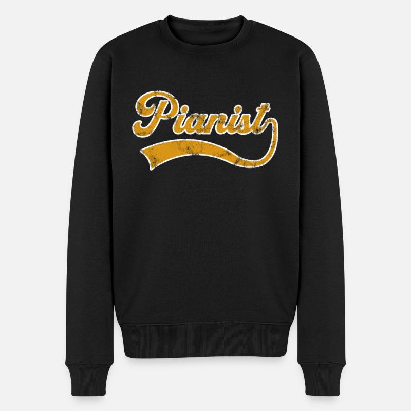 Klavier Schriftzug - Männer Premium Bio Pullover - Schwarz