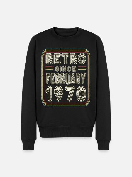 Birthday February 1970 Retro Gift - Men's Premium Organic Jumper - black