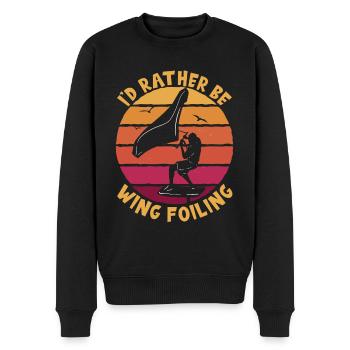 Rather Be Wing Foiling - Men's Premium Organic Jumper - black - Front - Nico (187cm)