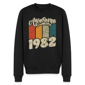 1982 Geburtstag Awesome since Retro - Männer Premium Bio Pullover - Schwarz - Vorne - Nico (187cm)