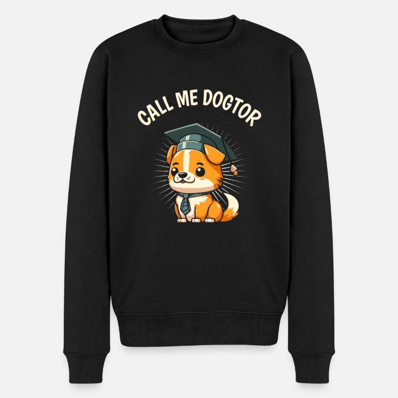 Niedlicher Hund Lustiger Doktortitel Doktorand - Männer Premium Bio Pullover - Schwarz