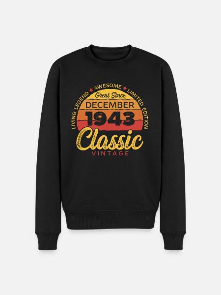 80th-bday, great-since-1943, 1943, 80, April, - Men's Premium Organic Jumper - black
