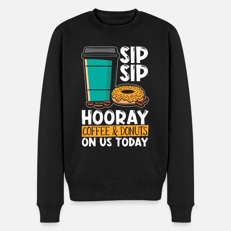 Coffee & Doughnuts Sip Sip Hooray Coffee Bean - Männer Premium Bio Pullover - Schwarz
