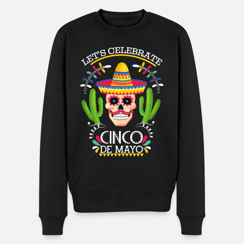 Cinco-de-Mayo, fête mexicaine avec crâne - Pull Premium bio Homme - noir