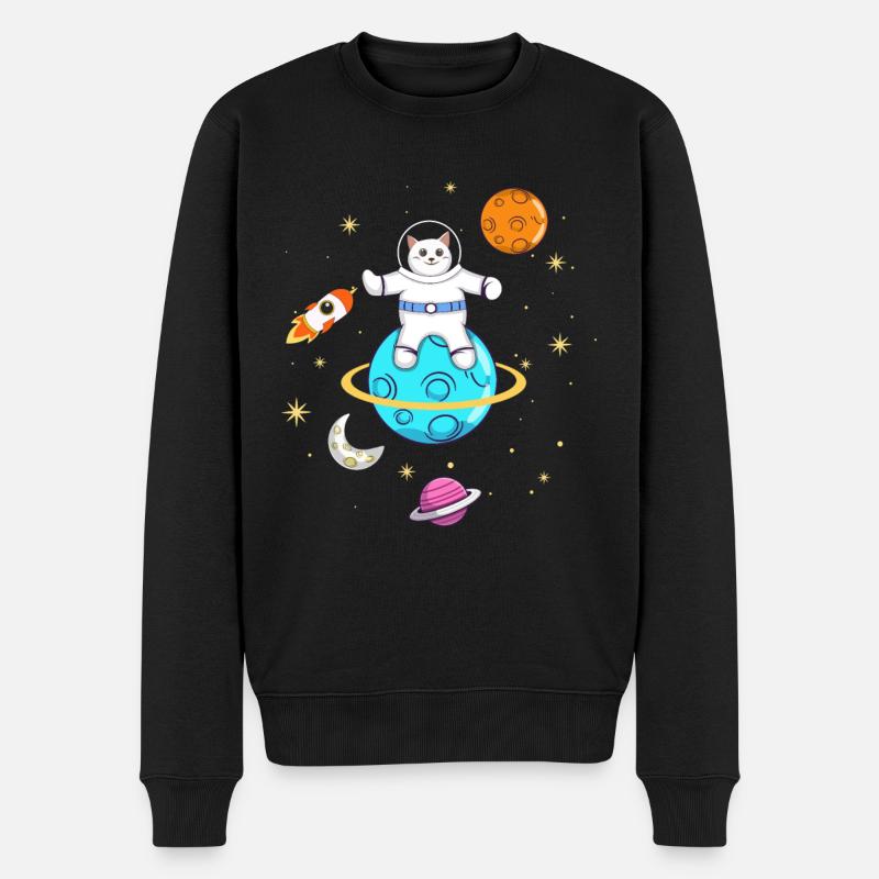 Astronaut Lovers Cat Propriétaires - Pull Premium bio Homme - noir