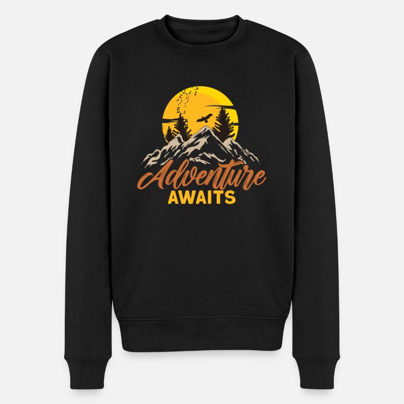 Die Berge Rufen Das Abenteuer Erwartet - Männer Premium Bio Pullover - Schwarz