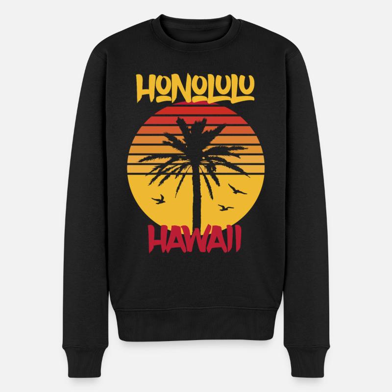 Hawaii Honolulu Palm Ocean Surfing - Pull Premium bio Homme - noir