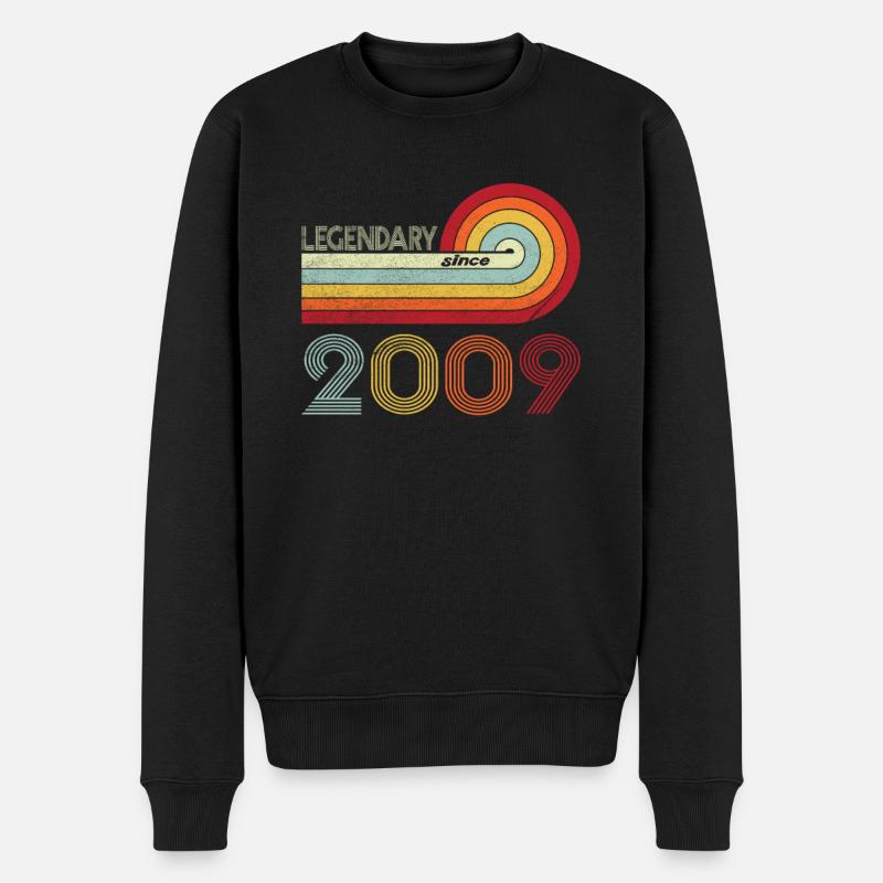 2009 Geburtstag Legendary since Vintage Rainbow - Männer Premium Bio Pullover - Schwarz