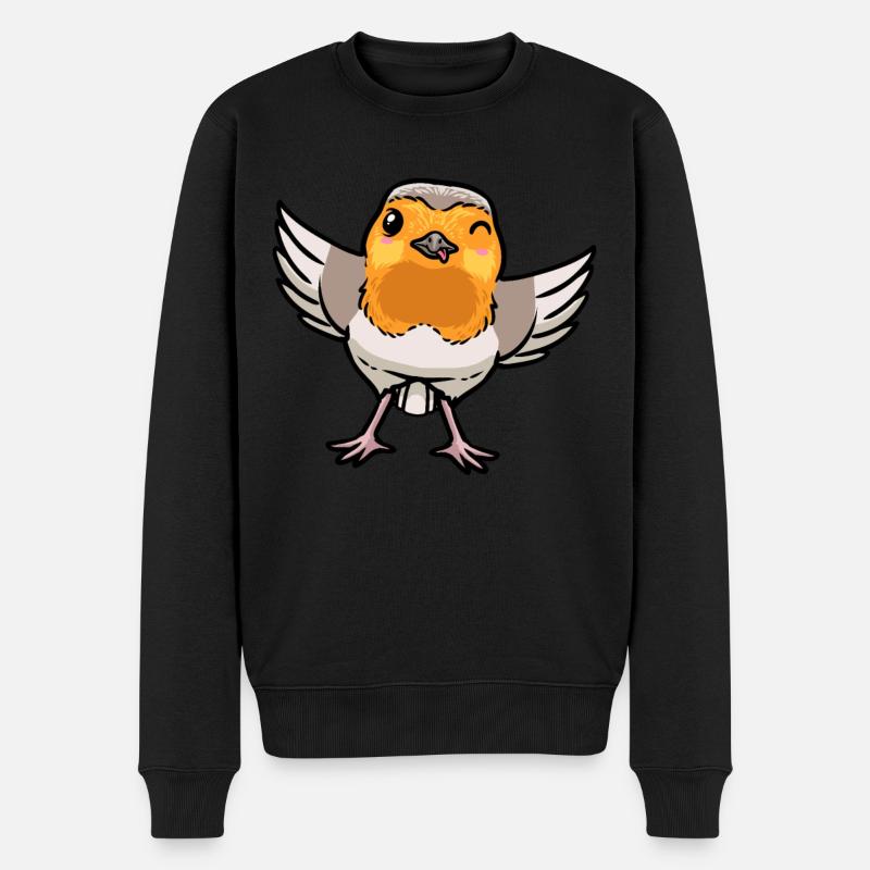 Robin Bird Kawaii Émoticône - Pull Premium bio Homme - noir