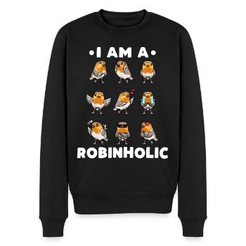 Rotkehlchen Vogel Robinholic - Männer Premium Bio Pullover - Schwarz - Vorne - Nico (187cm)