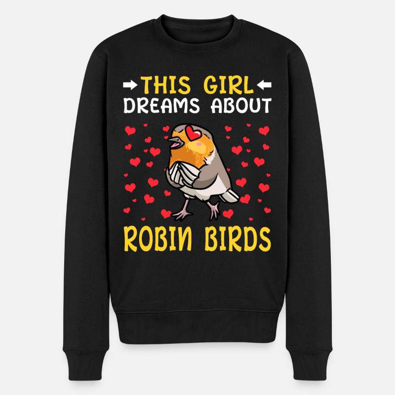Rotkehlchen Vogel - Männer Premium Bio Pullover - Schwarz