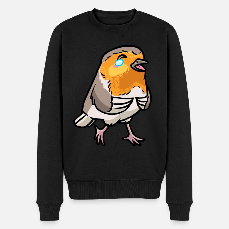 Robin Bird Kawaii Émoticône - Pull Premium bio Homme - noir