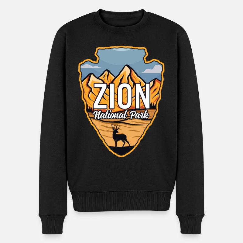 Zion US Nationalpark Arrowhead Deer Mountains - Männer Premium Bio Pullover - Schwarz