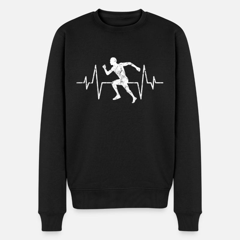 Rythme cardiaque de jogging - Pull Premium bio Homme - noir