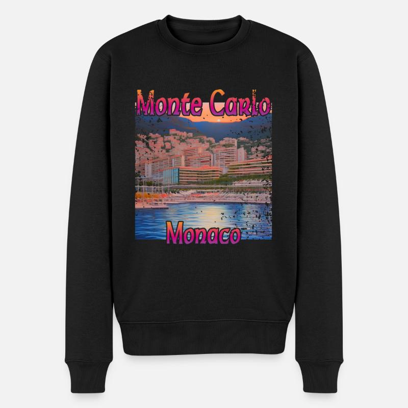 Monte Carlo Sonnenuntergang - Männer Premium Bio Pullover - Schwarz