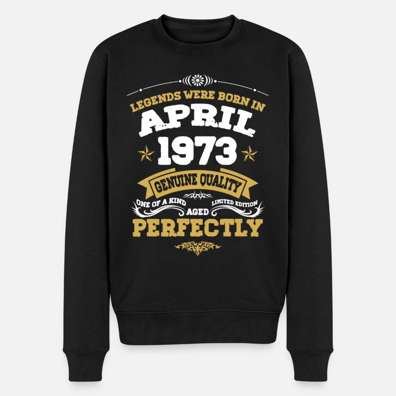 Vintage Aged To Perfection April 1973 - Männer Premium Bio Pullover - Schwarz