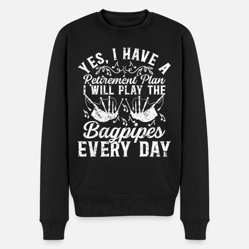 Plan de retraite Je jouerai de la cornemuse tous les jours - B - Pull Premium bio Homme - noir