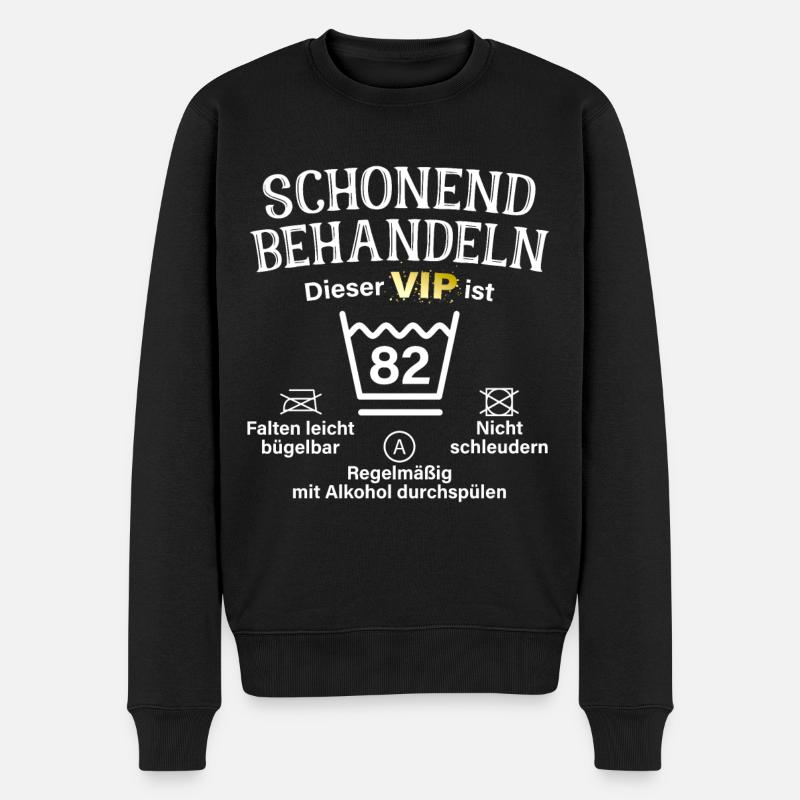 82. Geburtstag Schonend Behandeln 82 VIP ist 82 - Männer Premium Bio Pullover - Schwarz