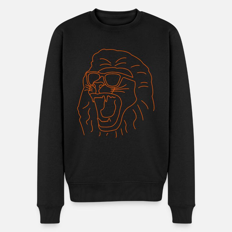 Löwe Partylöwe gezeichnet - Männer Premium Bio Pullover - Schwarz