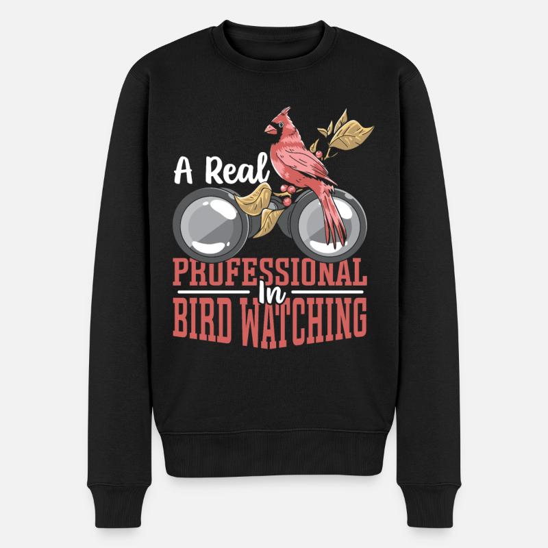 A Real Professional In Bird Watching Bird Watcher - Männer Premium Bio Pullover - Schwarz