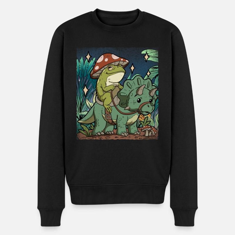 Cottagecore Frosch - Männer Premium Bio Pullover - Schwarz