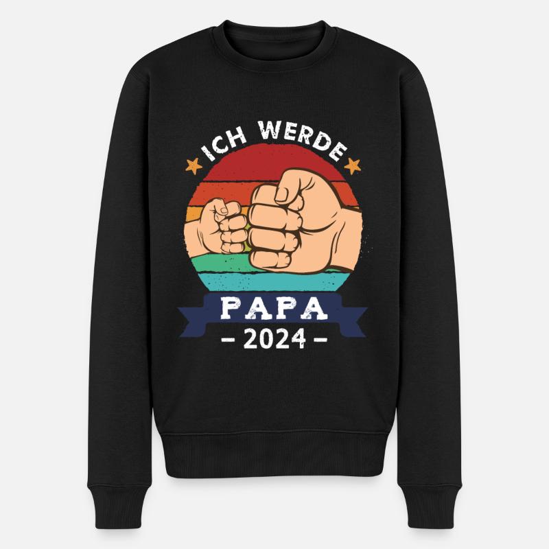 Ich werde Papa 2024 - Männer Premium Bio Pullover - Schwarz