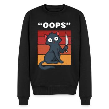 Oops Murderous Cat - Men's Premium Organic Jumper - black - Front - Nico (187cm)