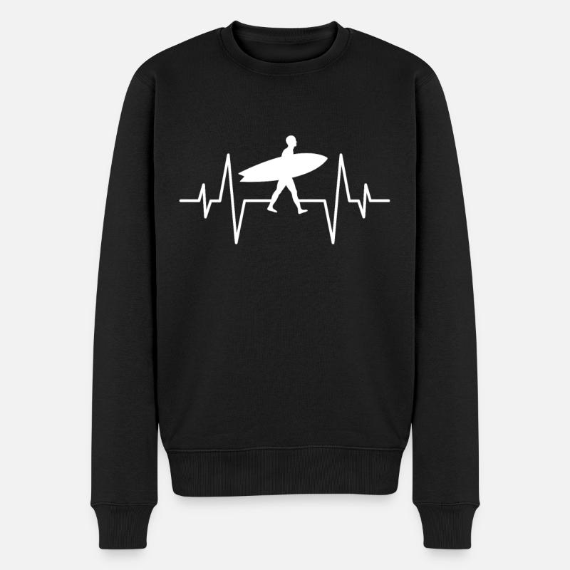 Surfing Surfer Heartbeat - Pull Premium bio Homme - noir