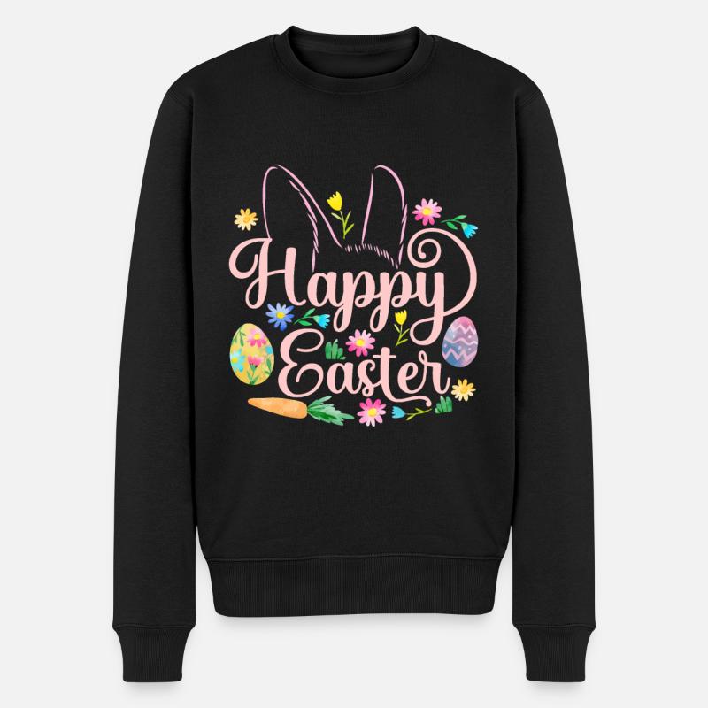 Frohe Ostersprüche Eggloves süße niedliche Kaninchen - Männer Premium Bio Pullover - Schwarz
