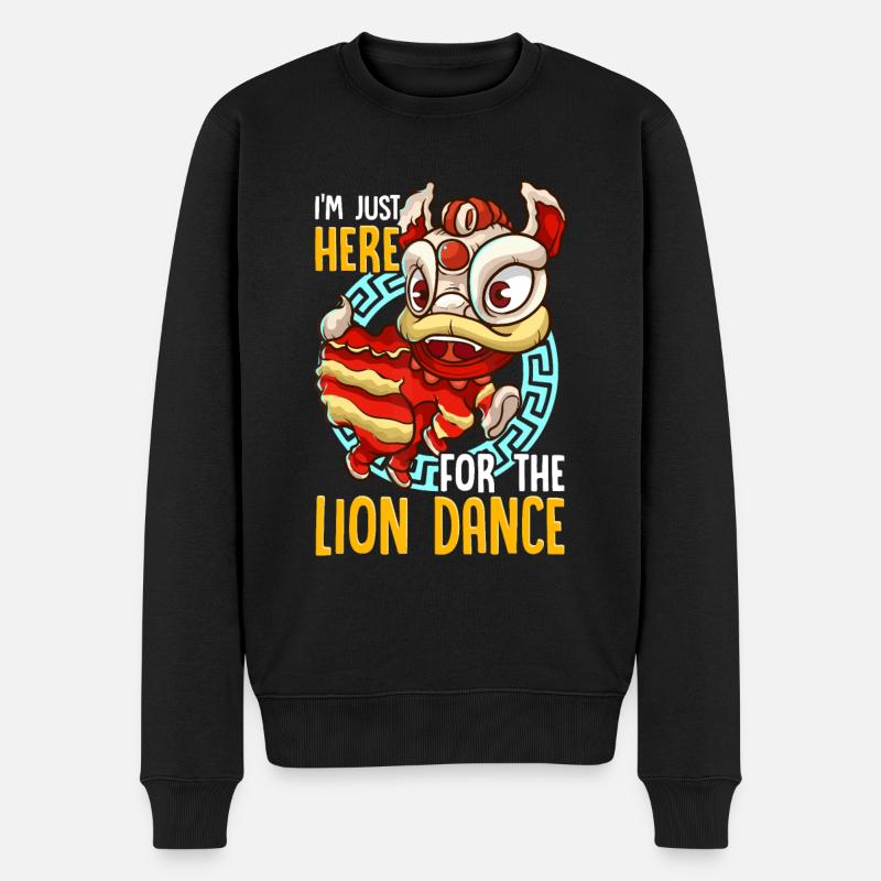 Chinesisches Neujahr 2023 Lion Dance Junge Mädchen Kinder Rot - Männer Premium Bio Pullover - Schwarz