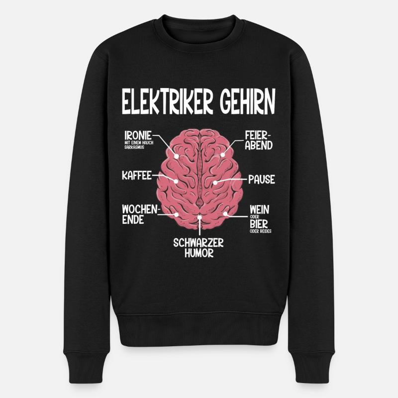 Elektriker Gehirn Spruch - Elektriker Geschenkidee - Männer Premium Bio Pullover - Schwarz