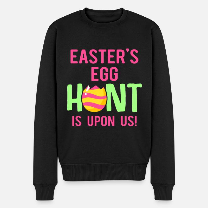 Easter Rabbit Easter Flowers Eggs - Men's Premium Organic Jumper - black