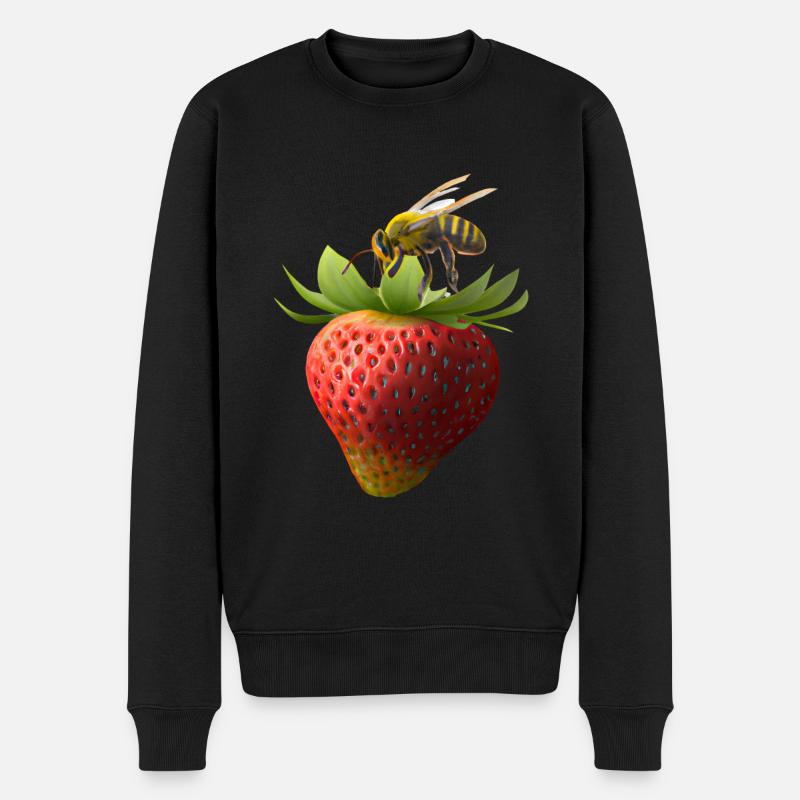 Abeille volante à la fraise - Pull Premium bio Homme - noir