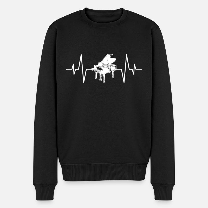 Klavier Piano Herzschlag - Männer Premium Bio Pullover - Schwarz