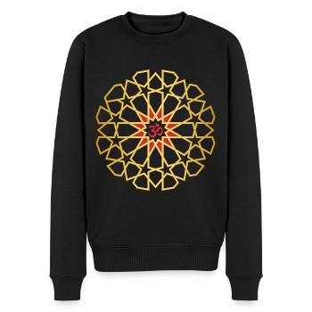 Om-Symbol Om-Zeichen Om-Mantra, Om-Mandala - Männer Premium Bio Pullover - Schwarz - Vorne - Nico (187cm)